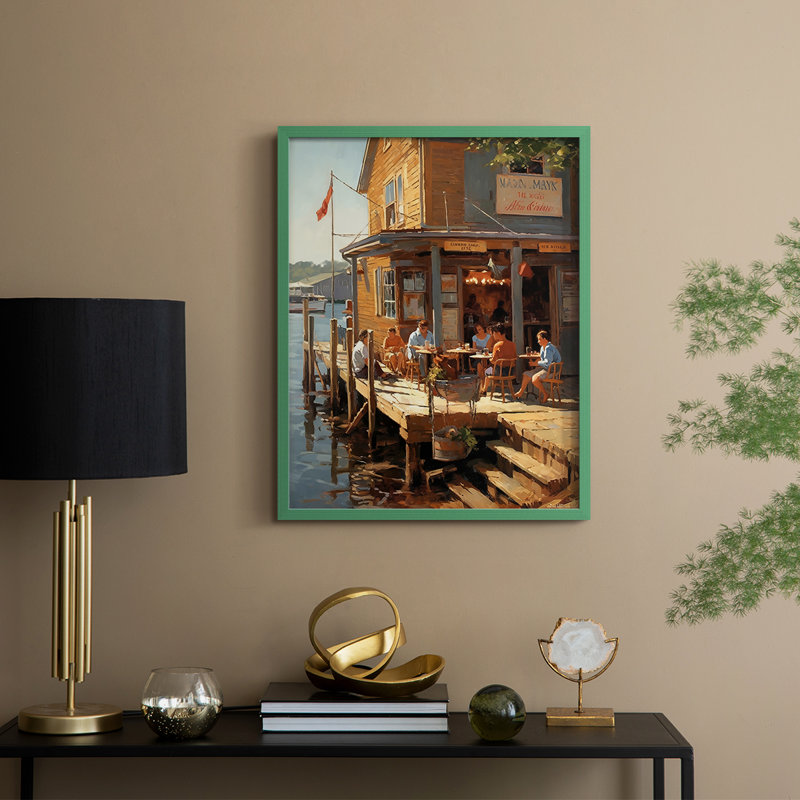 NAUTICAL Series DCXII, reproduction encadrée - bois massif, Vert, 30" H x 24" W