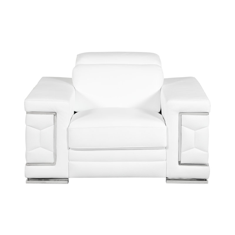 Chaise en cuir italien à grain supérieur, Blanc