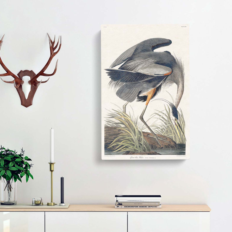 Great Blue Heron - Wrapped Canvas Painting, 60cm H x 40cm W x 3cm D
