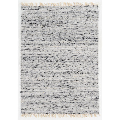 Korbin Berber Reversible Natural and Black Wool Area Rug with Jute Core and Jute Fringe