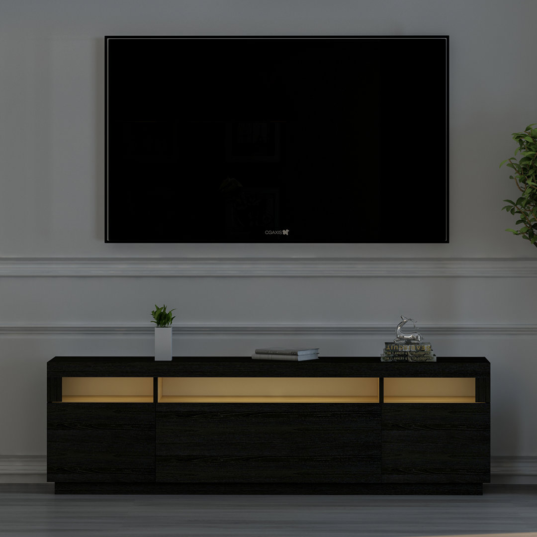 Tv Lowboard Schwarz Mit Led-leuchten