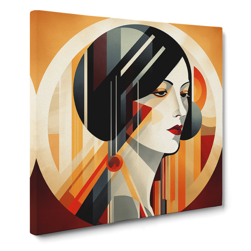 Art Deco Woman Bauhaus No.5 - Wrapped Canvas - Framed Print, 35cm H x 35cm W x 3cm D