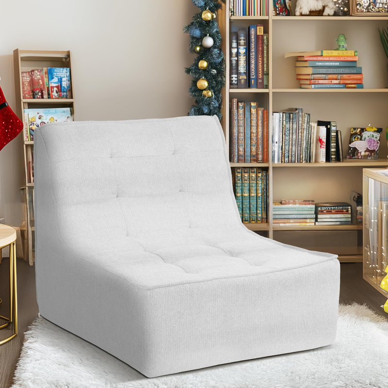 31.5" Foam Bean Bag Chair For Adults For Home, Apartment Or Gaming Venue, White Polyester Blend