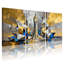 Cités et pays abstraits, paysage urbain, tour d'horloge, reflet doré, ensemble de 3 impressions sur toile-202775035