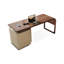 Bureau à 3 tiroirs brun noisette + beige massif massif + bois manufacturé-118760954-118760955