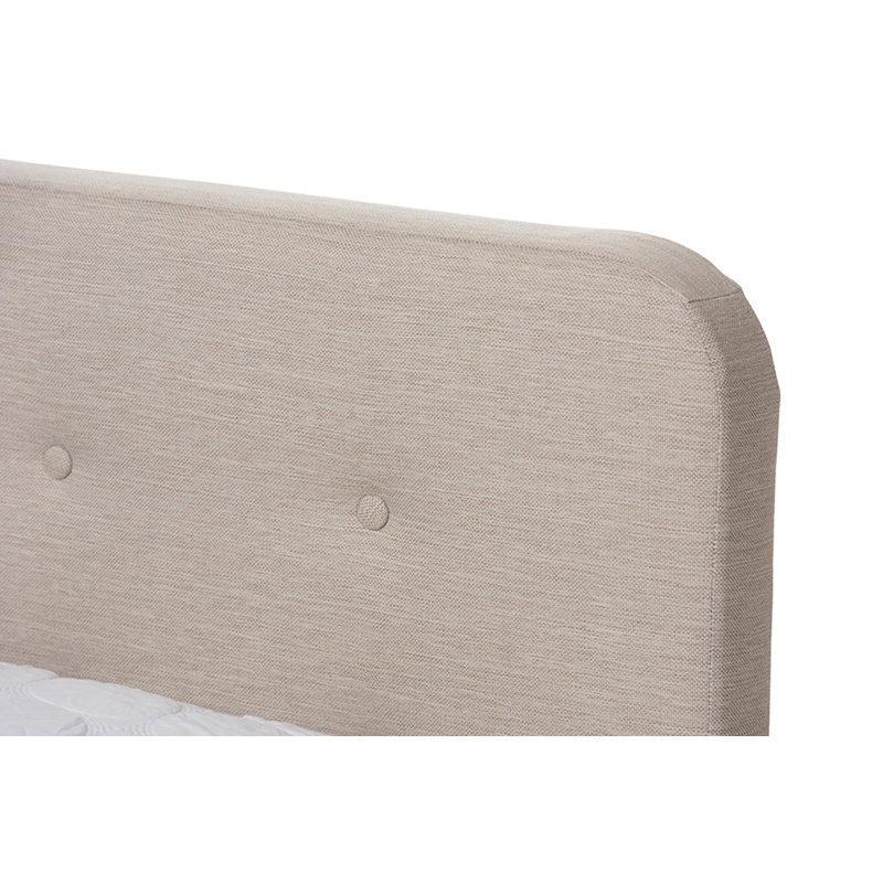 Lit plateforme tapissier Broughton, Beige clair, Double