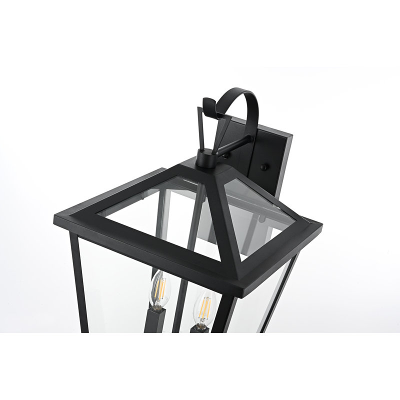 Leandra Outdoor Wall Sconce in Black, 20" H x 12" W x 13" D