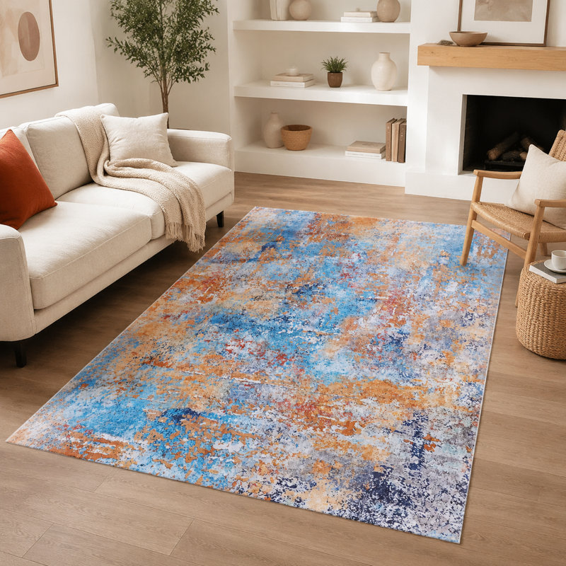 Tapis lavable à la machine 5 pi x 8 pi LOOM & LUXE, polyester à poils courts, antidérapant, antidérapant, pliable, adapté aux enfants et aux animaux de compagnie