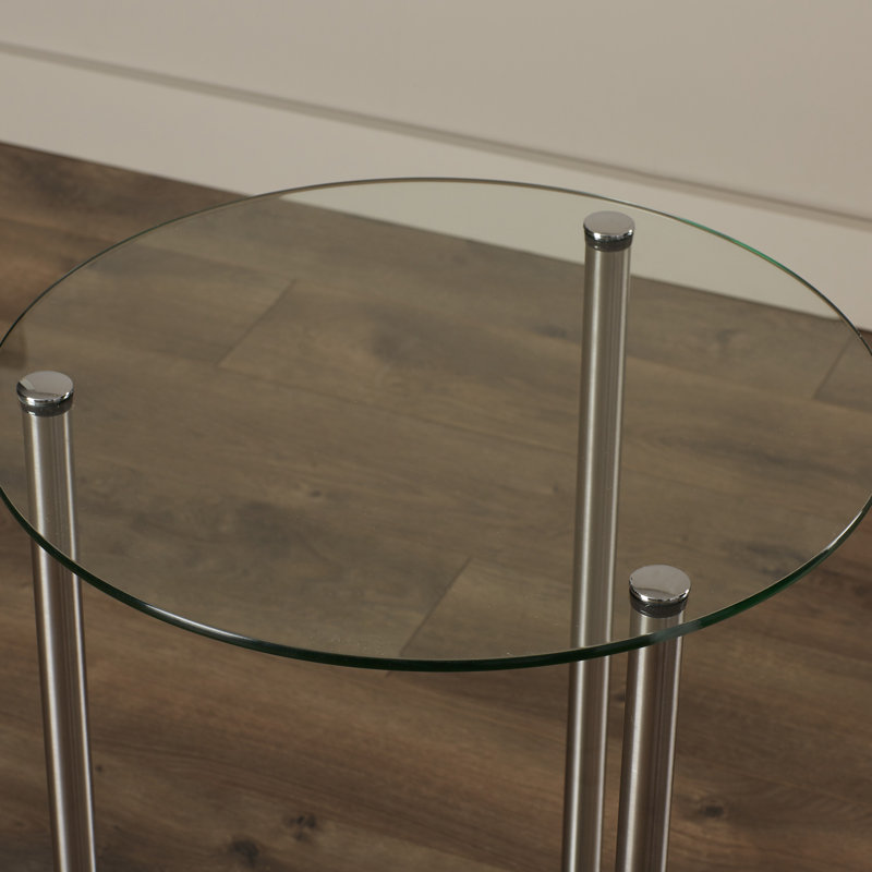 Beckett Glass End Table with Shelf, Clear