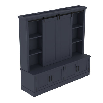 Sliding Door Entryway Cabinet with Shelves & Barn Door Design, Industrial Storage Organizer for Hallway or Living Room by 17 Stories