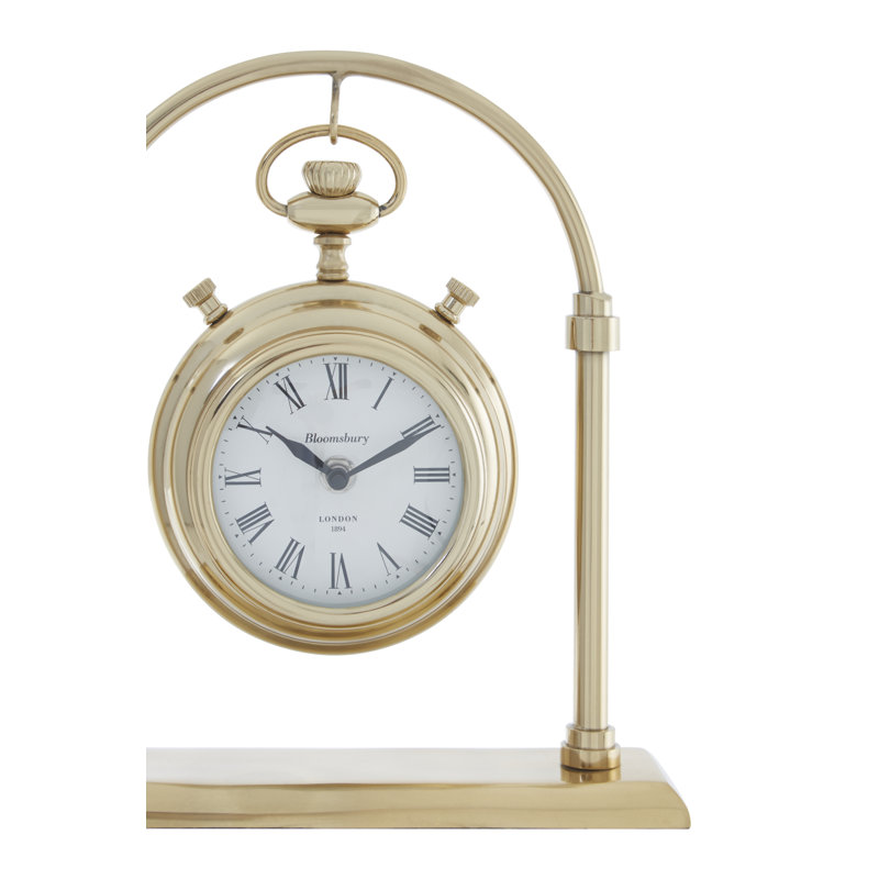 Hampstead Analogue Metal Quartz Movement / Crystal Tabletop Clock in Gold