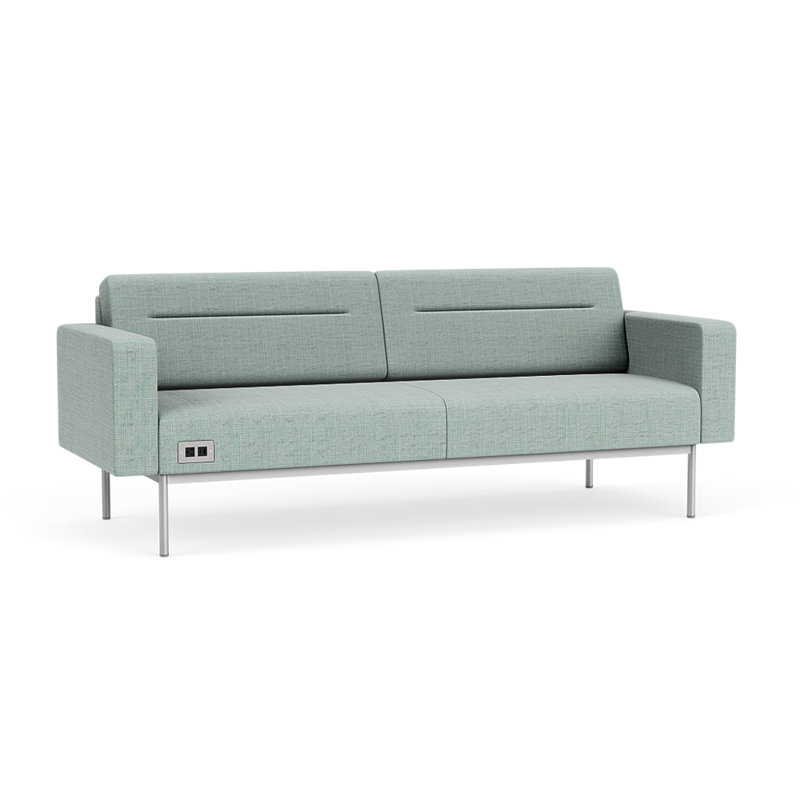 Canapé de réception Darsey, Chambray écume de mer, Avec alimentation, Argent argent