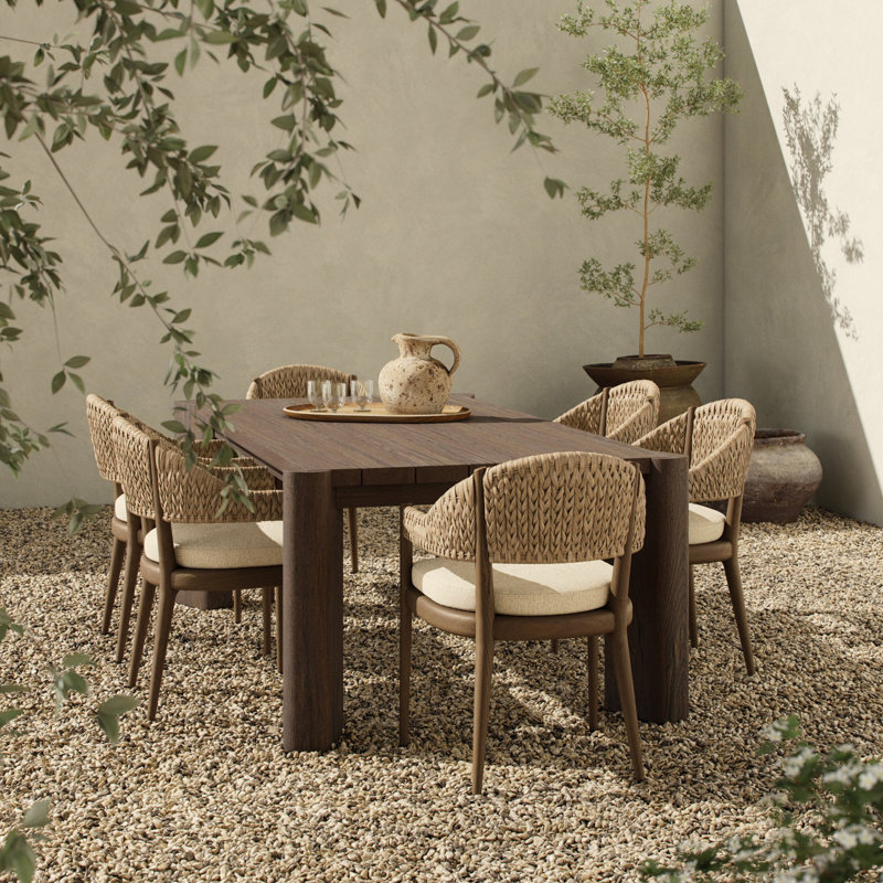 Soho Outdoor Metal Dining Table 86"-Bronze, Stained Saddle Brown