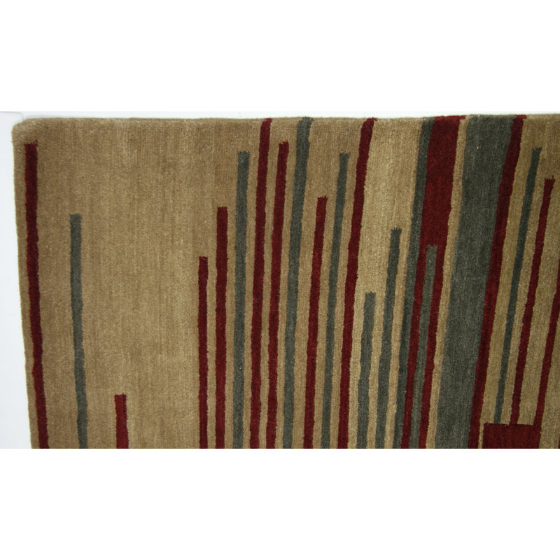 Tapis unique en laine noué à la main de 10 pi x 14 pi rouge / bleu / beige