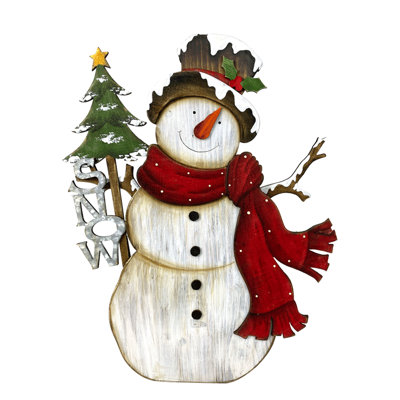 18" Snowman with 'Snow' Sign Wooden Christmas Decoration
