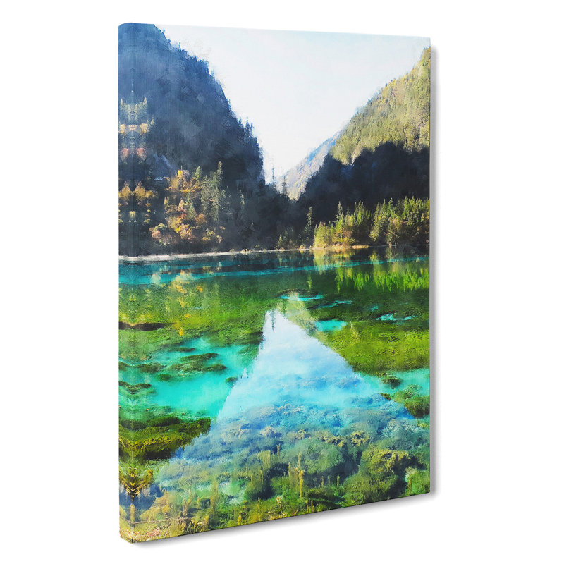 Lake And Mountain View - Wrapped Canvas, 76cm H x 50cm W x 3cm D