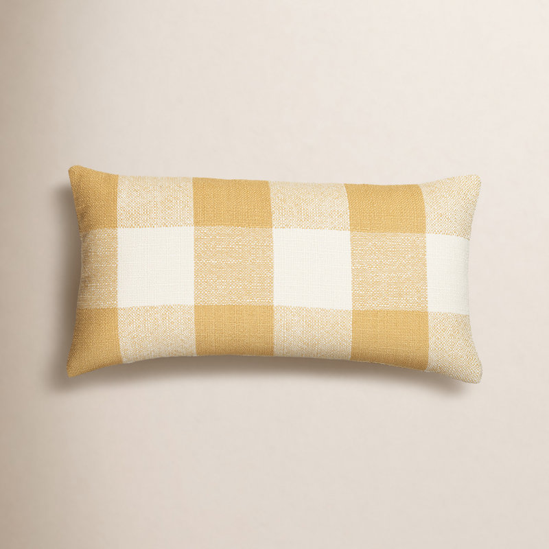 Coussin Birch Lane Cleveland, Polyester, Jaune à carreaux
