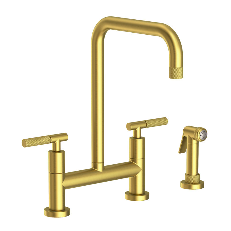 Kitchen Bridge Faucet With Side Spray, Satin Brass (PVD)