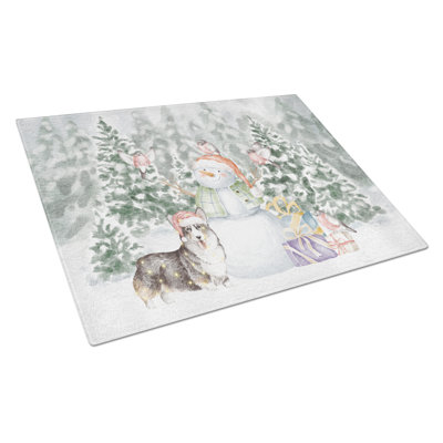 Corgi Black And Tan Points With Christmas Presents Glass Cutting Board Largecutting Board