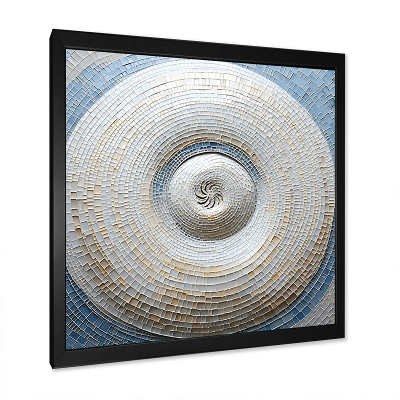 Coquillage argenté tourbillonnant - Nautilus, impressions encadrées, Cadre simple noir, H 24 po x l 24 po x P 1 po