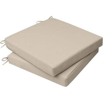 Ensemble de 2 coussins de siège d'extérieur beiges, mousse / attaches 35D et fermeture à glissière résistantes à l'eau, l 18 po x P 18 po x T 4 po
