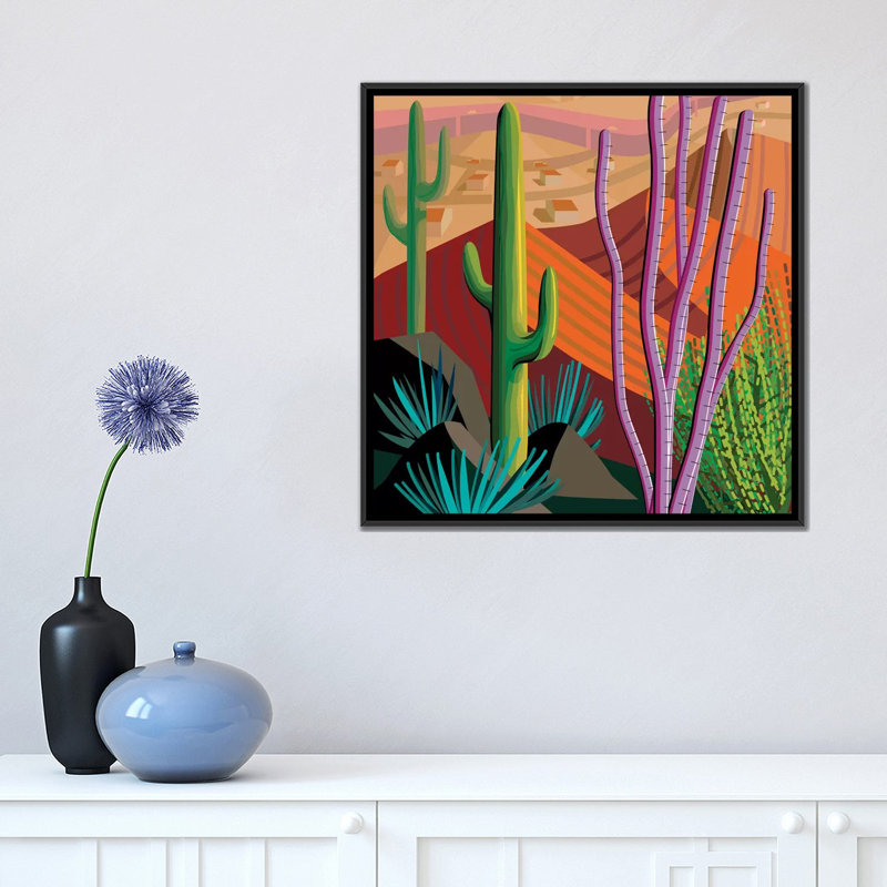 « tucson, square », impression sur toile, H 37 po x l 37 po x P 1,5 po, Toile avec cadre noir, Pas de tapis