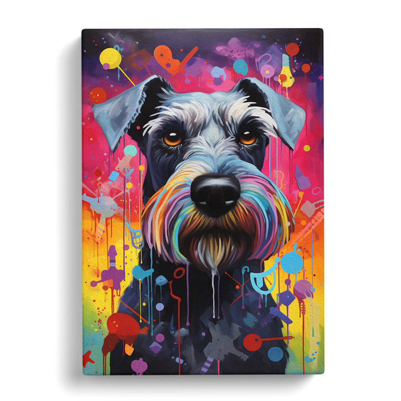 Schnauzer Neo-Plasticism Art - Wrapped Canvas, 60cm H x 40cm W x 3cm D