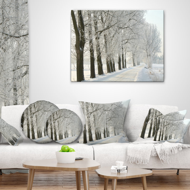 Oreiller de l’hiver rural, 16 po x 1 po, Coussin décoratif