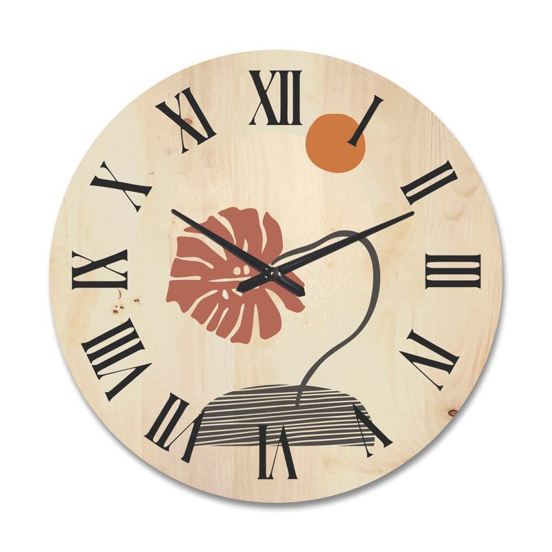Horloge murale en bois Tropical Palm Leaf, Grand