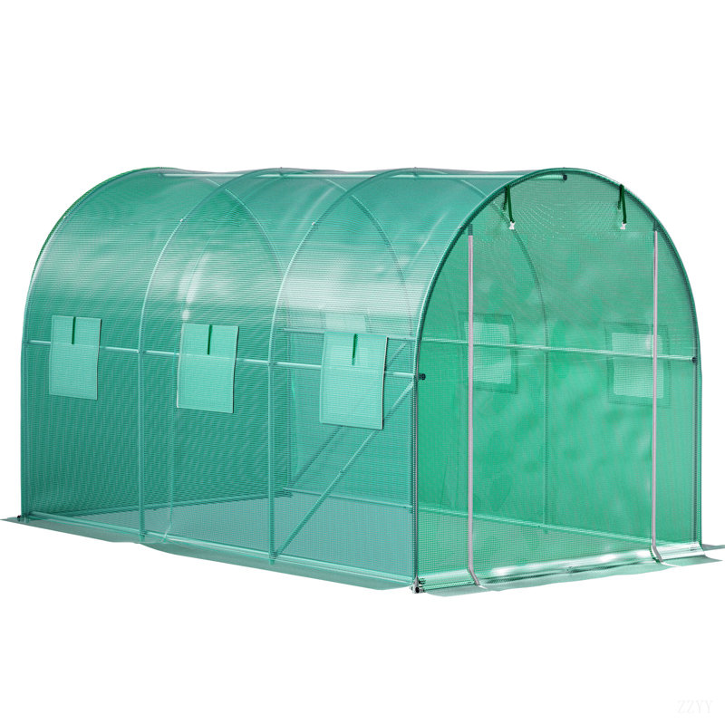 Serre de plain-pied sans porte, serre chaude pour plante portable avec cerceaux en acier galvanisé
