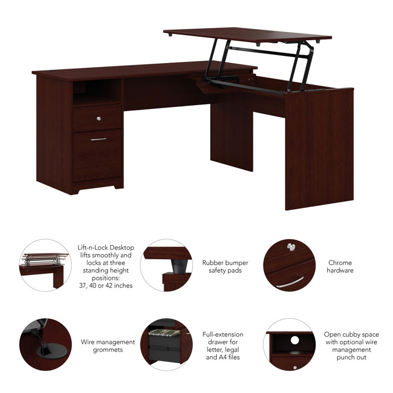 Bureau de direction en L Katia, Cerisier moisson, H 30 po x l 60 po x P 69,17 po