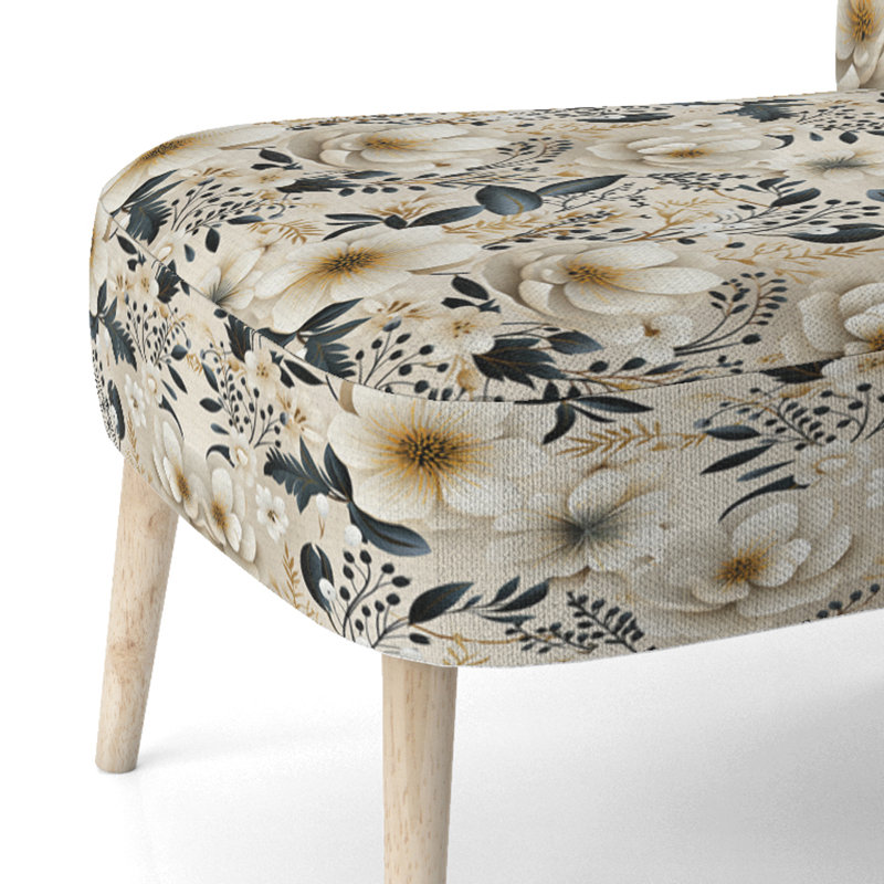 Chaise d'appoint rembourrée blanche Minimalist Boho Chic Floral