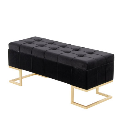 Storage Bench In Metal And Velvet