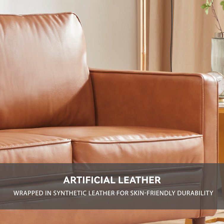 Azleigh 80.31'' Faux Leather Square Arm Sofa