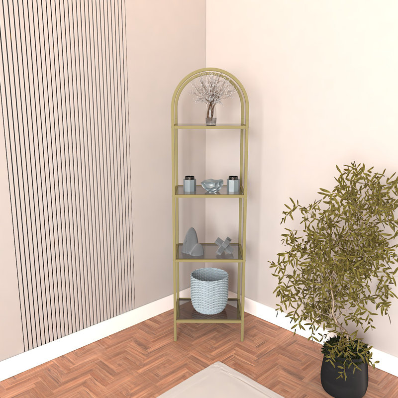 Buffet moderne avec plateau 100% verre fumé trempé, structure en métal doré, 68,9 x 11,8 x 15,7 pouces | Épaisseur de verre durable de 4 mm, design élégant pour le rangement du salon et du vestibule | Mobilier élégant et fonctionnel