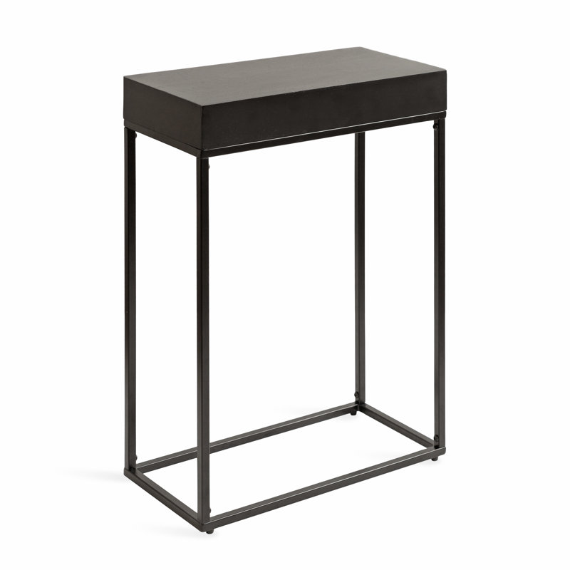 Cronus Solid Wood Top End Table, Black, Black
