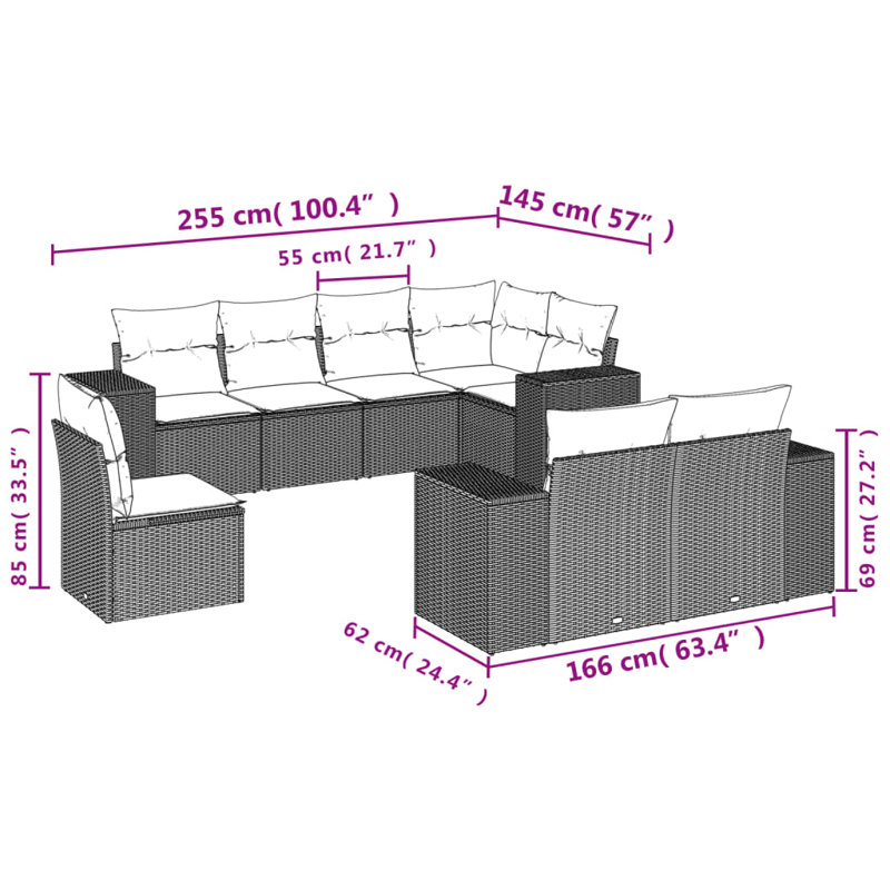 Ensemble de canapé de jardin Vidaxl