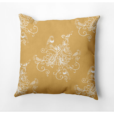 Housse et insert de coussin carré d'extérieur Botanical Blooms Morning Birds