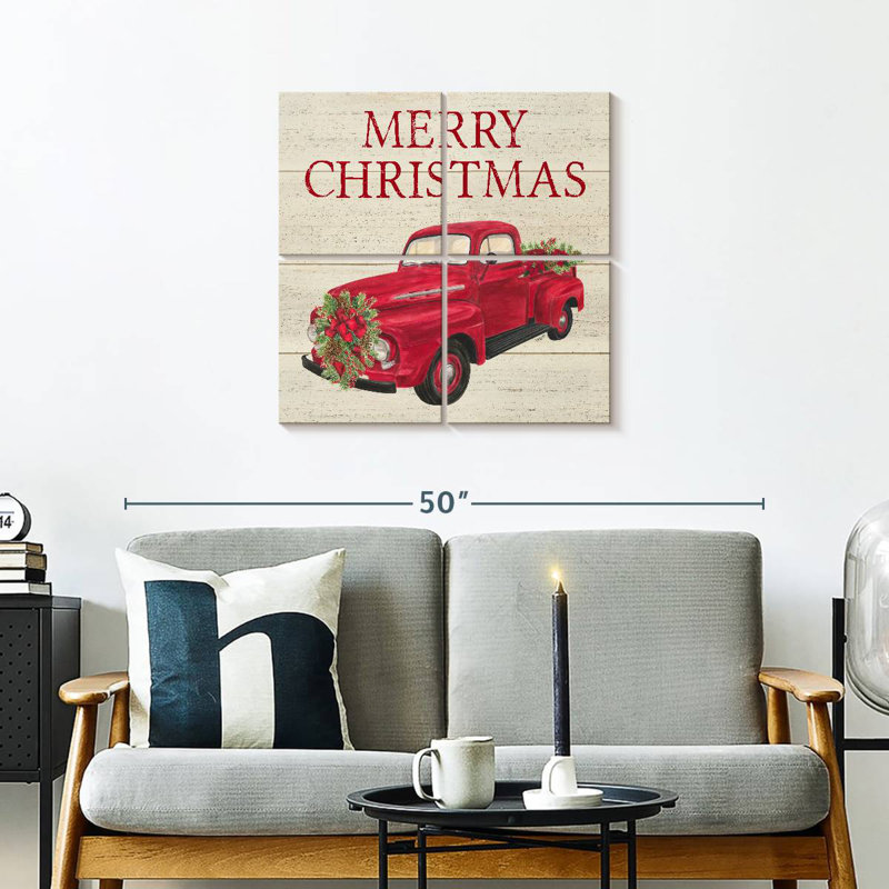 Lelend Home For The Holiday - Camion rouge, H 26 po x l 26 po
