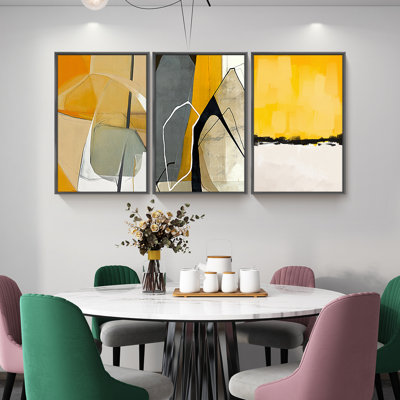 Abstrait, art mural - ensemble de 3 reproductions de cadres en aluminium sur toile, décoration murale pour le salon, la chambre à coucher, la salle de bain QS10-5