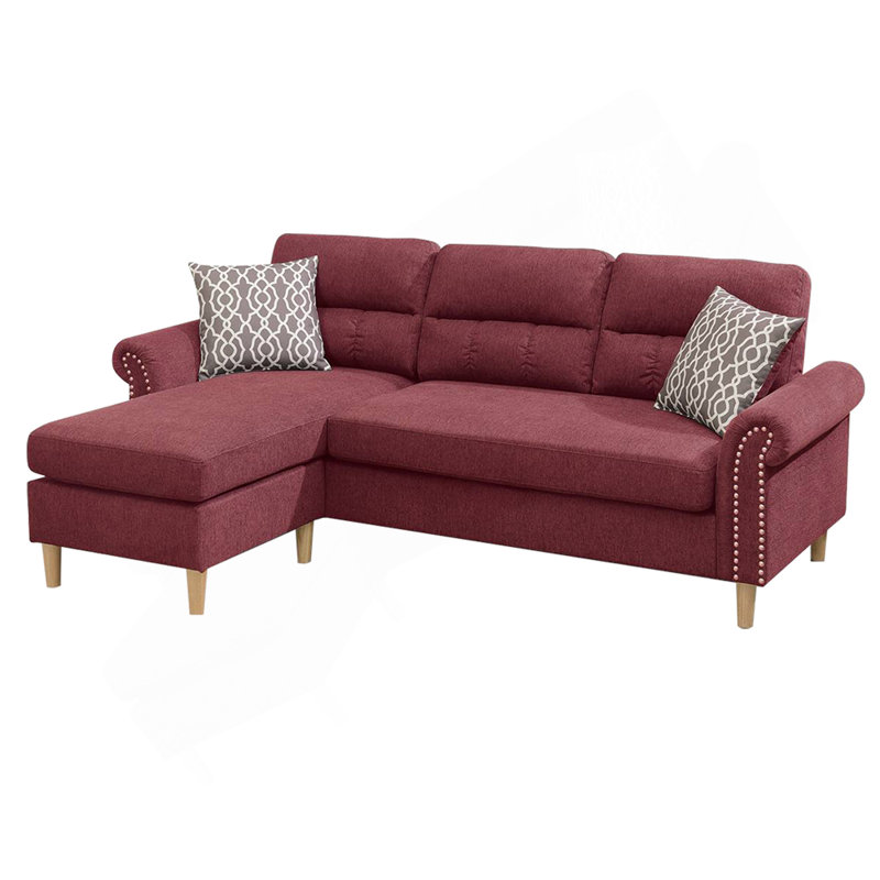 Canapé modulaire réversible en velours rouge paprika