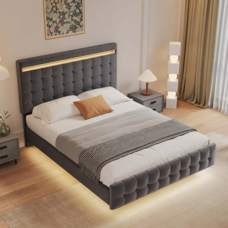 Floating Bed Frame With LED Lights