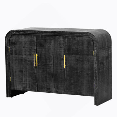 Retro Minimalist Curved Sideboard With Gold Handles And Adjustable Dividers For Living Room