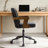 Breathable Cane Back Office Chair With Mid-Century Walnut Frame & Adjustable Swivel Base-1053717120