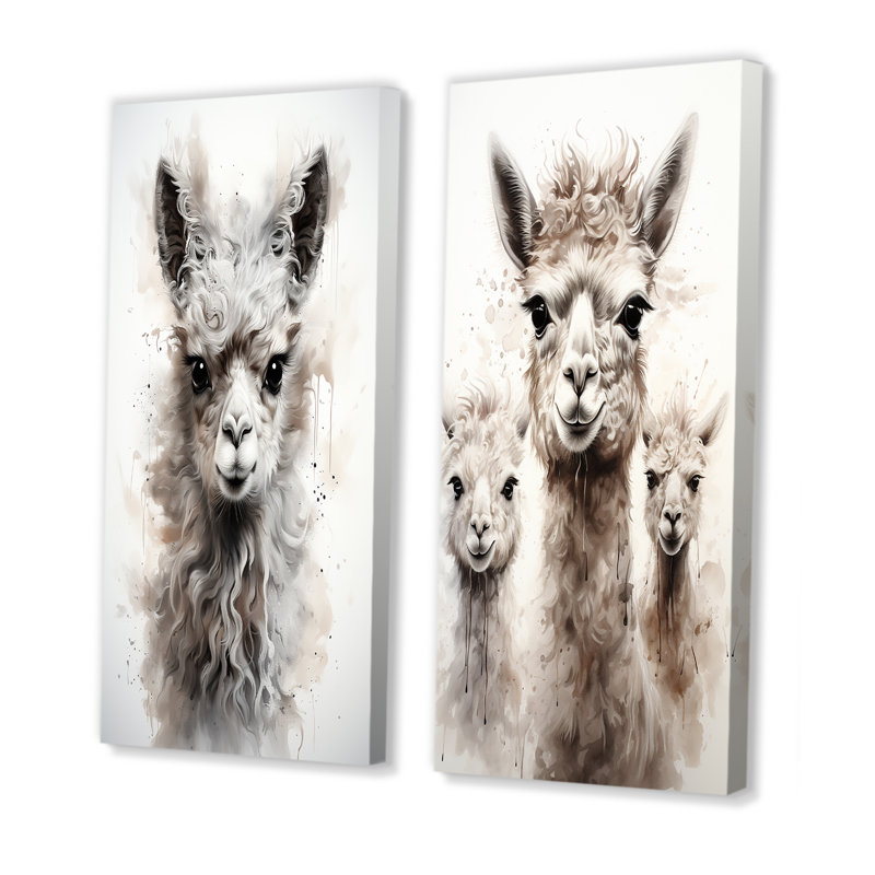 Laine d'alpaga grise Grace II - ensemble de 2 impressions sur toile d'alpaga, H 28 po x l 25 po, Toile tendue