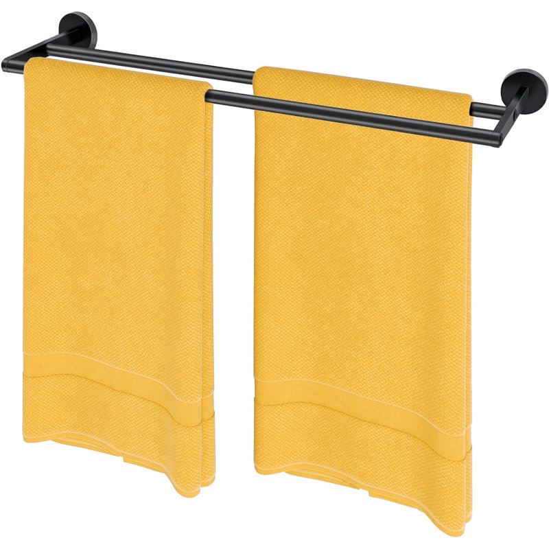Porte-serviettes double en acier inoxydable de 24 po, convenant à la salle de bain et à la cuisine, conception murale, Noir