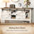 Farmhouse Entryway Table With Adjustable Shelf And Sliding Barn Doors, Hallway Table With Bottom Open Shelf, Behind Couch Table Console Table For Entrance, Living Room, Foyer, Rustic White