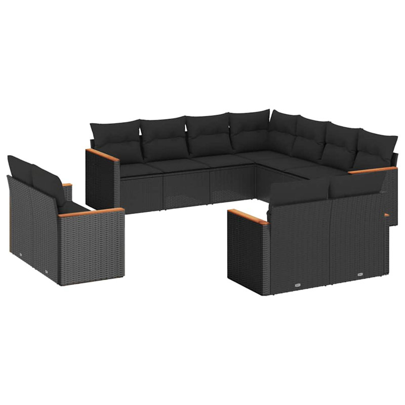  Garden Sofa Set Black
