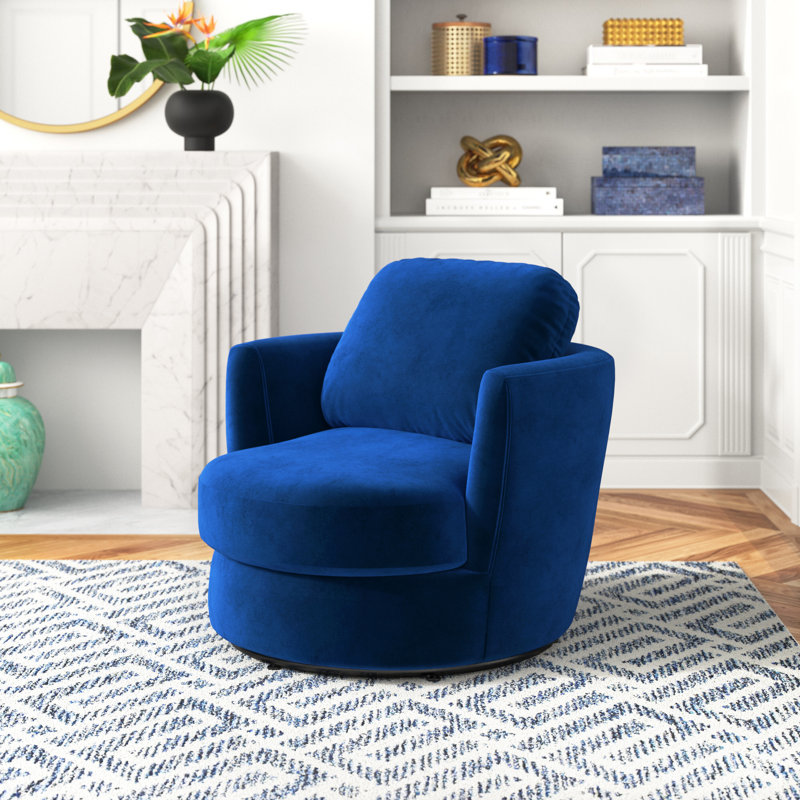 Fauteuil pivotant en velours Pirouette Performance, Marine