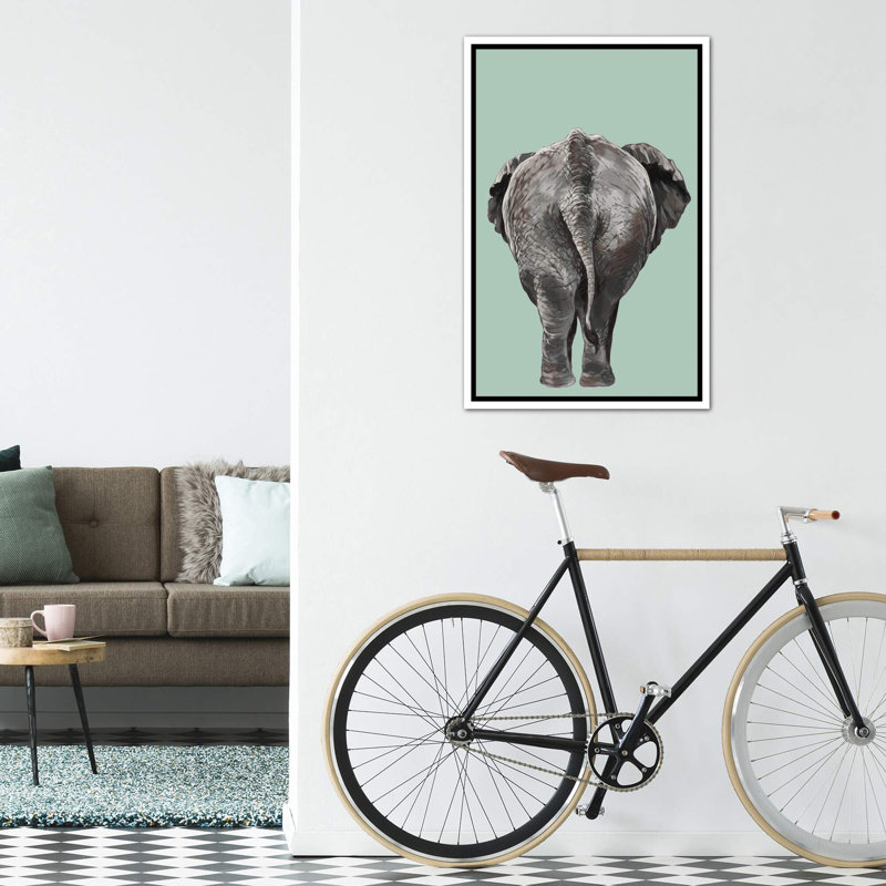 Art de bout éléphant, Toile blanche encadrée, H 40 po x l 26 po x P 1,5 po